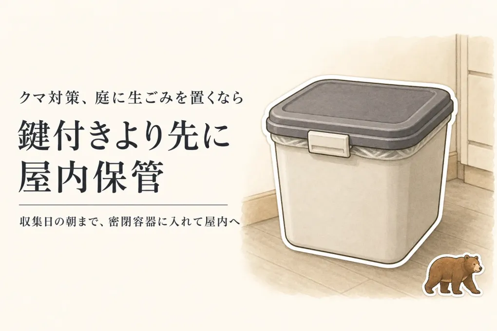 クマ対策の屋外ゴミ箱は鍵付きで足りる？生ごみ・ペットフードを庭に置かない基準