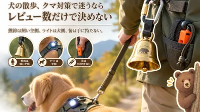 熊鈴の効果をどう考える？犬用ライト・ホイッスルをリード操作で選ぶレビュー数順